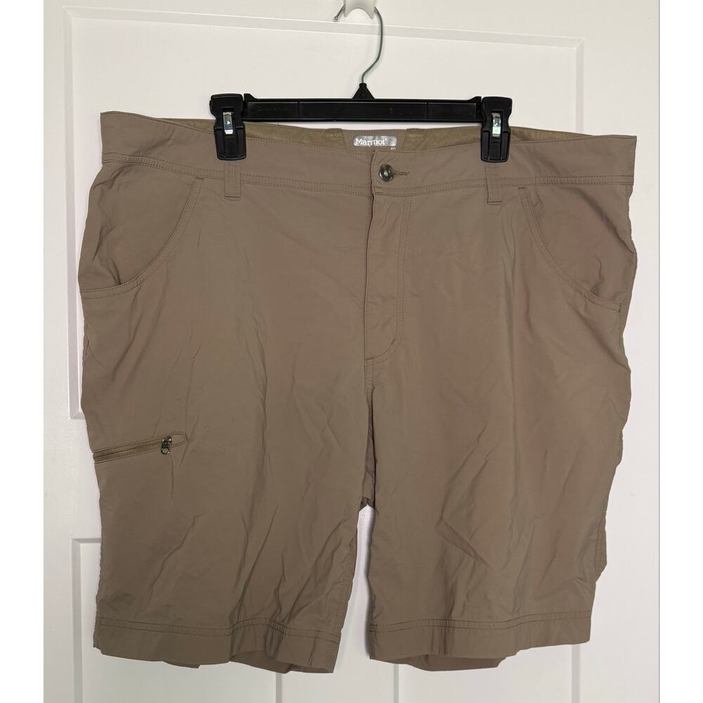 Marmot Nylon Shorts Mens Size 40 Hiking Performance Zippered Pocket Tan Khaki
